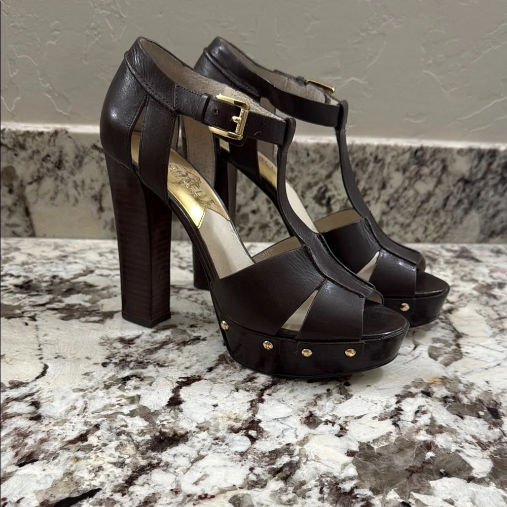 Michael Kors Beatrice Platform Sandals on Brown, Size 8.5